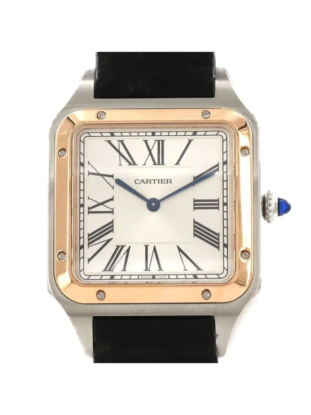 Cartier Santos Dumont XL 2 Stainless Steel Pink Gold Manual Wind